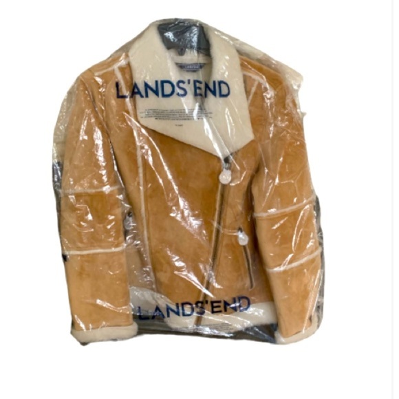 LANDSEND Womens Petite Faux Sheepskin Shearling Warm Winter Fleece Moto Jacket - Picture 9 of 11
